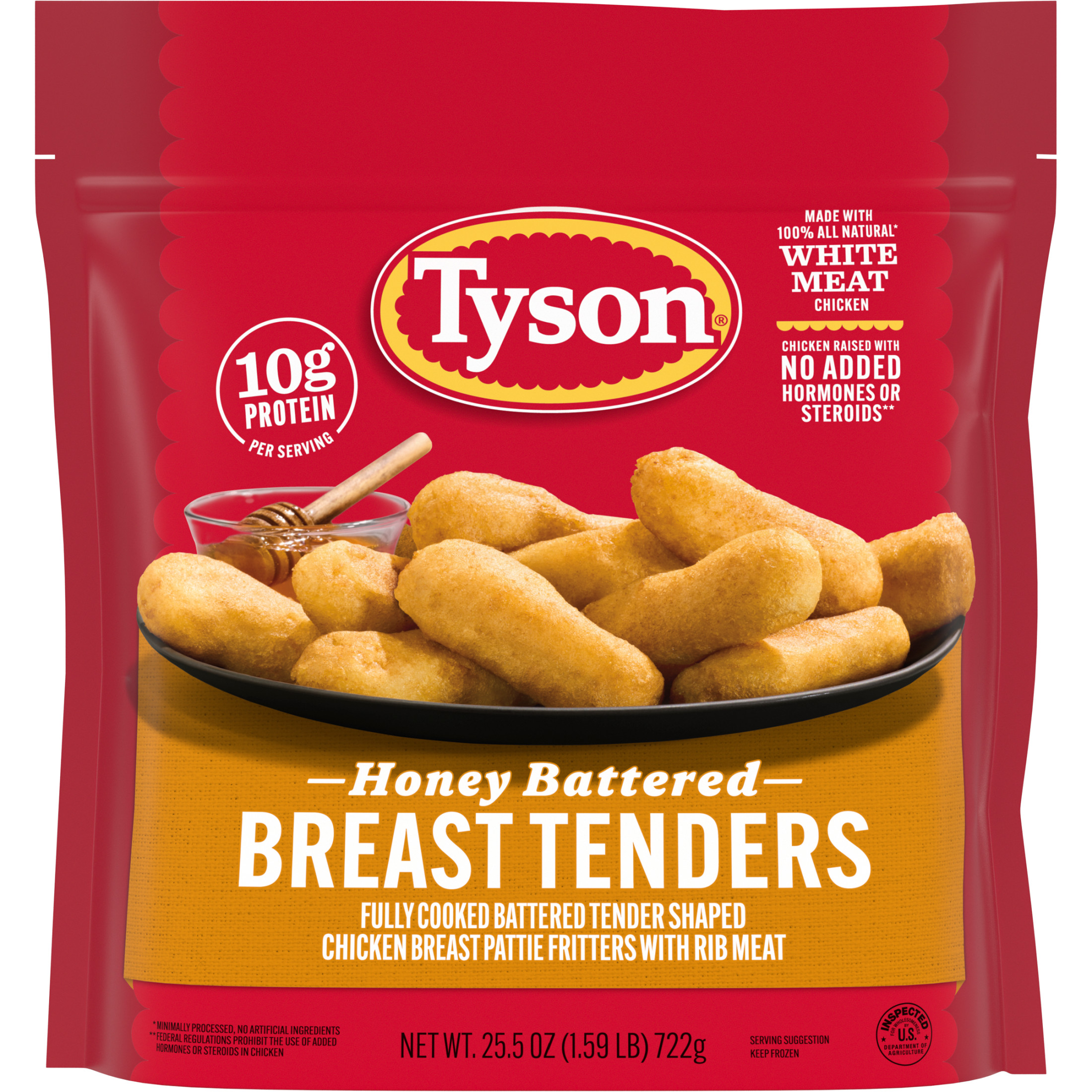 Tyson Honey Battered Breast Tenders, 25.5 oz (Frozen, Fully Cooked)