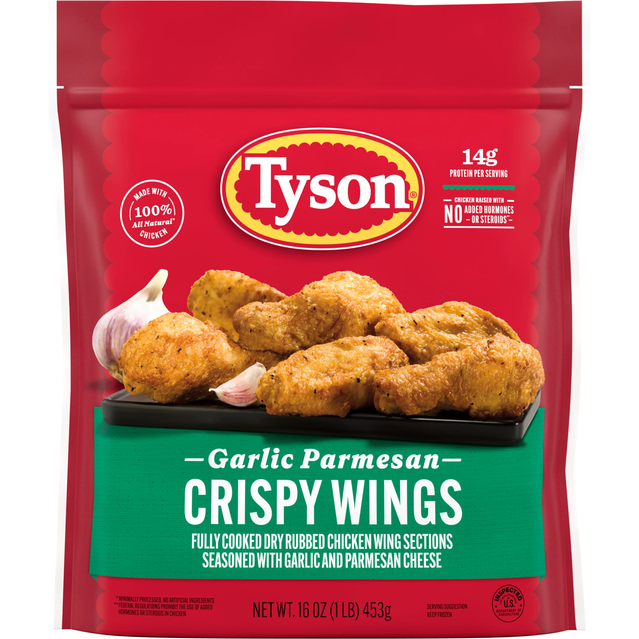 Tyson Garlic Parmesan Crispy Wings, 16 oz (Frozen, Fully Cooked)