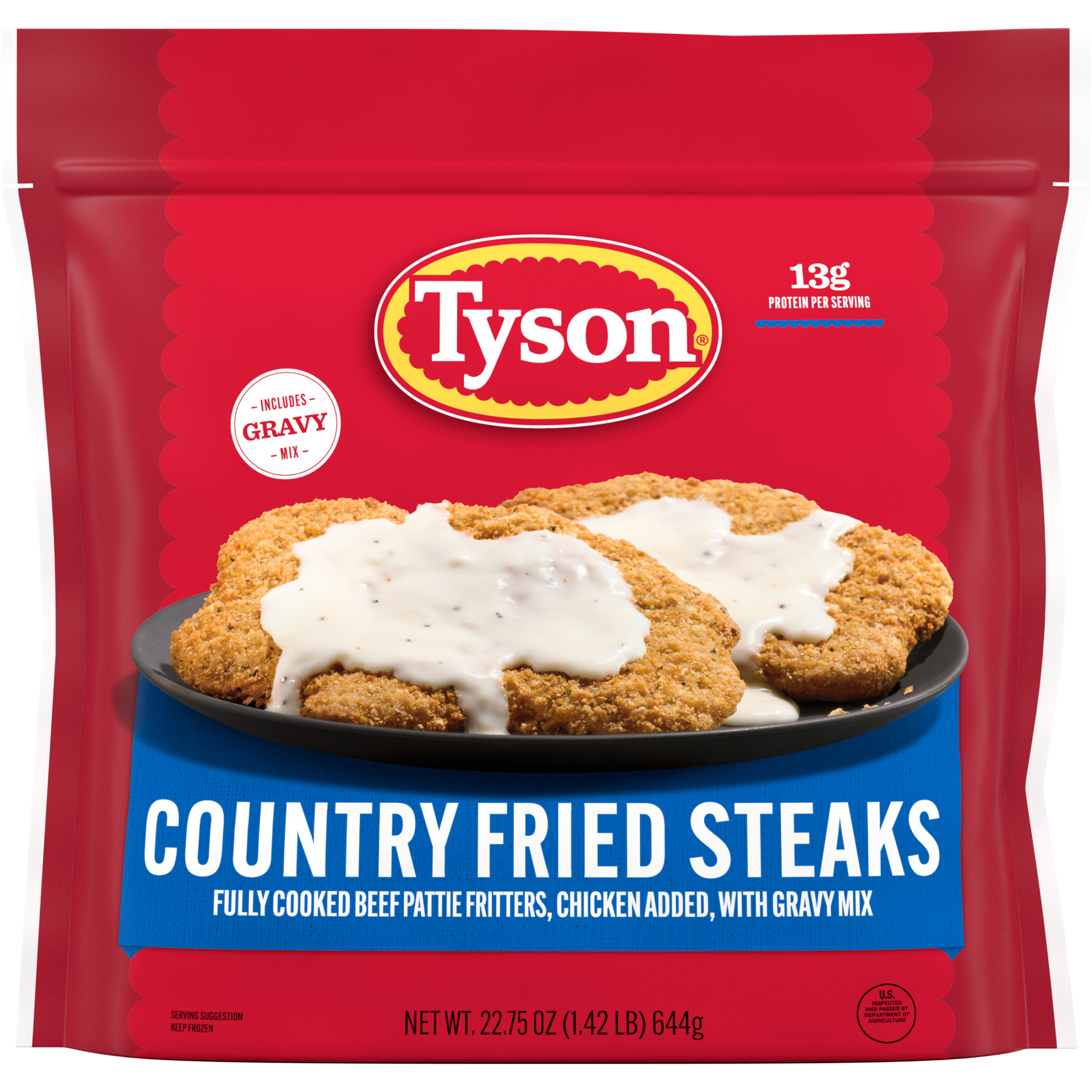 Tyson Country Fried Steaks with Gravy Mix, 22.75 oz (Frozen)