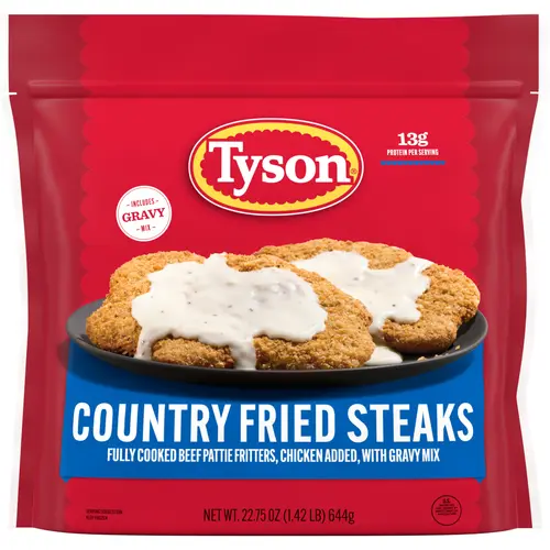 Tyson Country Fried Steaks with Gravy Mix, 22.75 oz (Frozen)