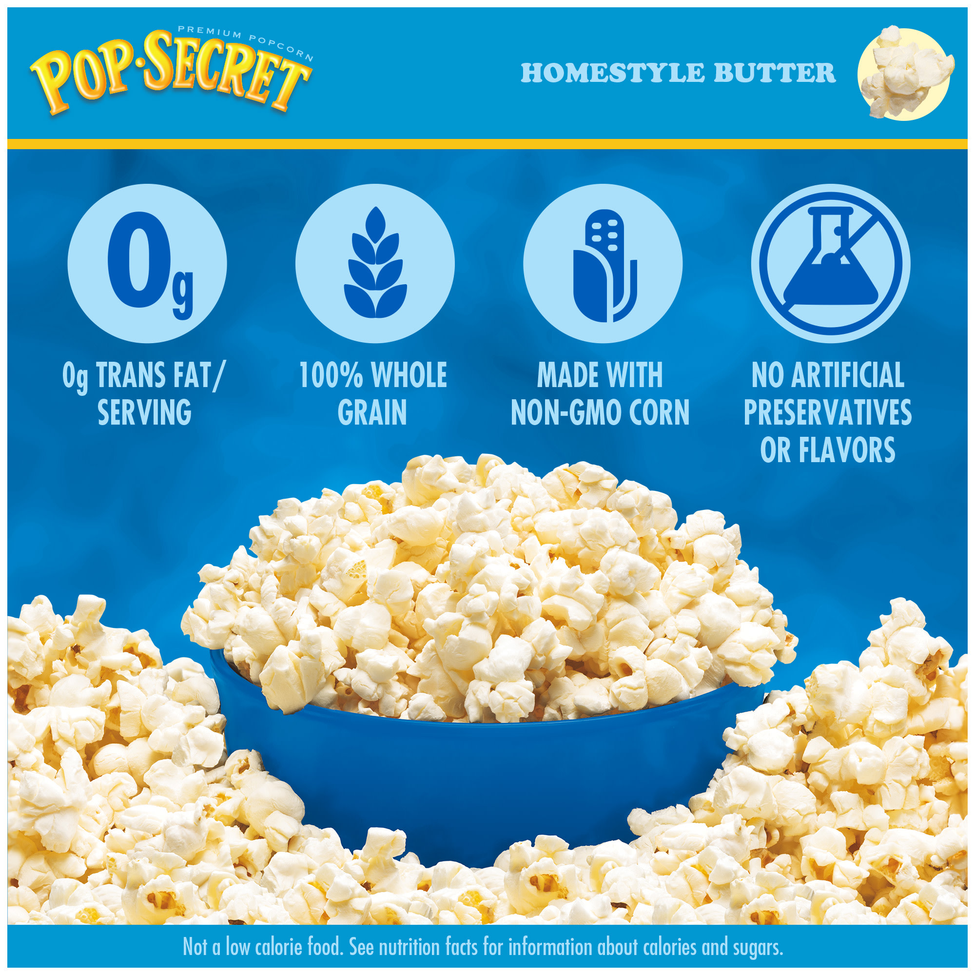 Pop Secret Microwave Popcorn, Homestyle Butter Flavor, 3.2 oz Sharing Bags, 12 Ct thumbnail 2