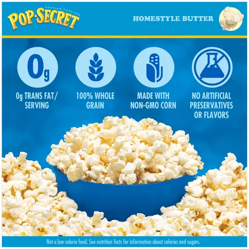 Pop Secret Microwave Popcorn, Homestyle Butter Flavor, 3.2 oz Sharing Bags, 12 Ct thumbnail 2