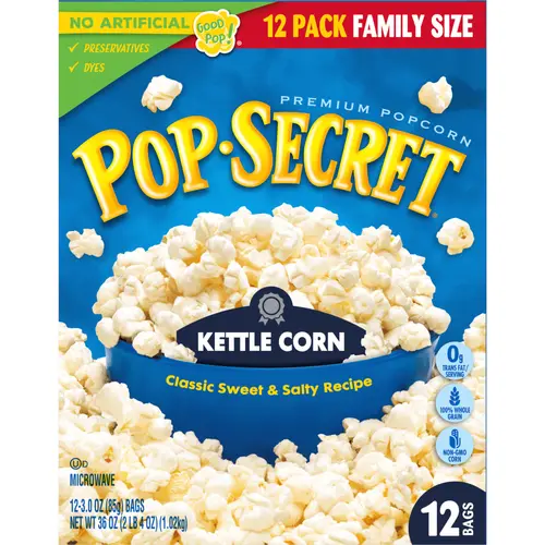 Pop Secret Popcorn, Kettle Corn Microwave Popcorn, 3 oz Sharing Bags, 12 Ct thumbnail 4