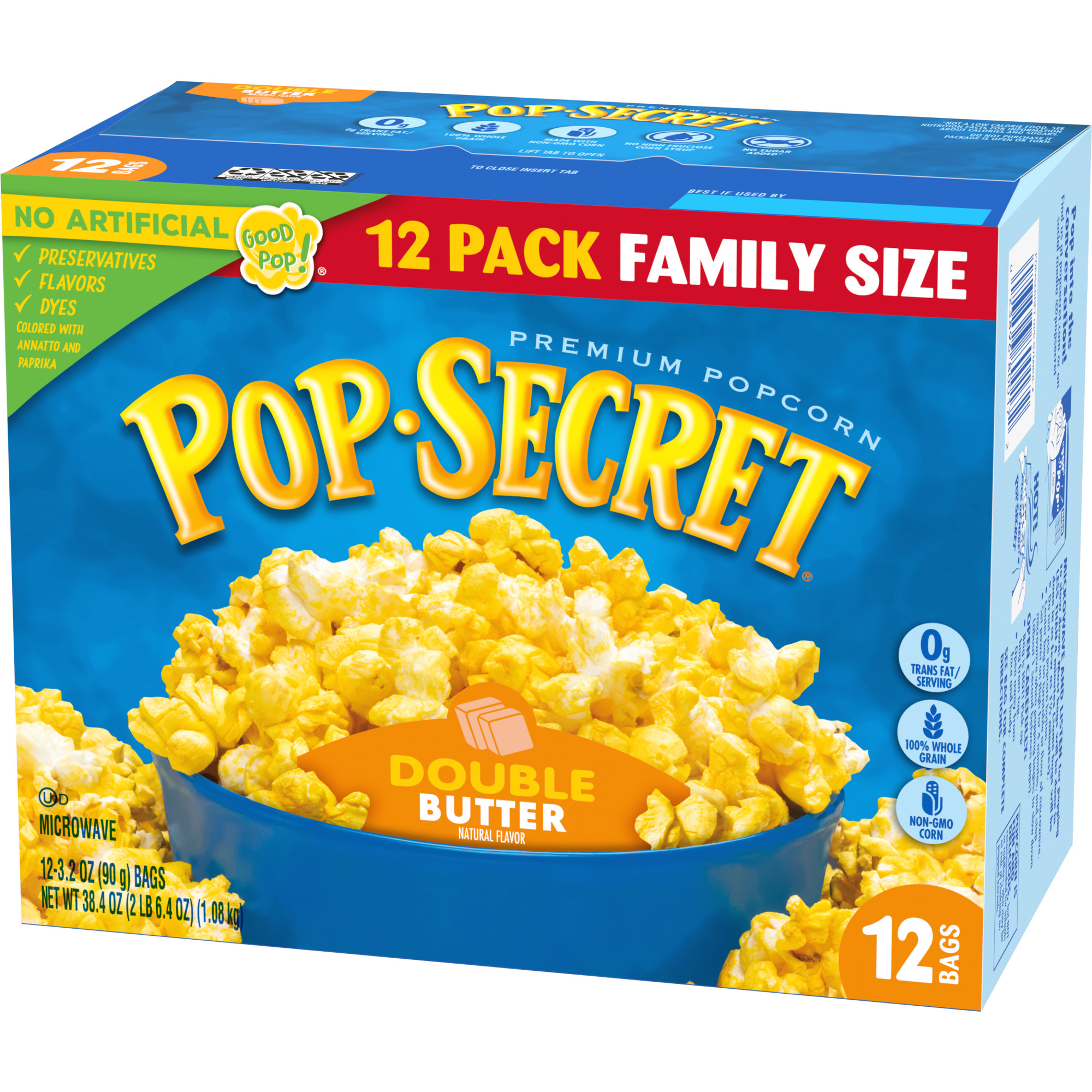 Pop Secret Popcorn, Double Butter Microwave Popcorn, 3.2 oz Sharing Bags, 12 Ct thumbnail 3