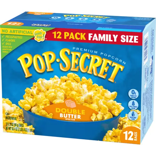 Pop Secret Popcorn, Double Butter Microwave Popcorn, 3.2 oz Sharing Bags, 12 Ct thumbnail 3