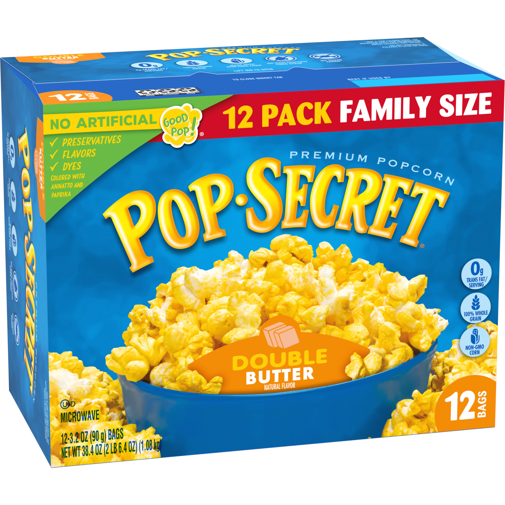 Pop Secret Popcorn, Double Butter Microwave Popcorn, 3.2 oz Sharing Bags, 12 Ct thumbnail 4