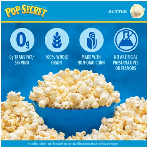Pop Secret Microwave Popcorn, 100 Calorie Butter Flavor, 1.1 oz Snack Bags, 12 Ct thumbnail 2