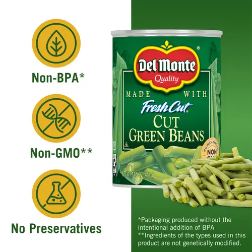Del Monte Cut Green Beans, Canned Vegetables, 14.5 oz Can thumbnail 2