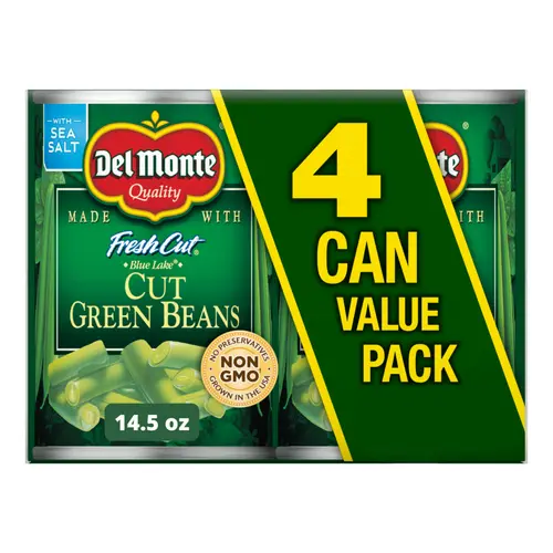 Del Monte Fresh Cut Green Beans, Canned Vegetables, 14.5 oz Can (Pack of 4)