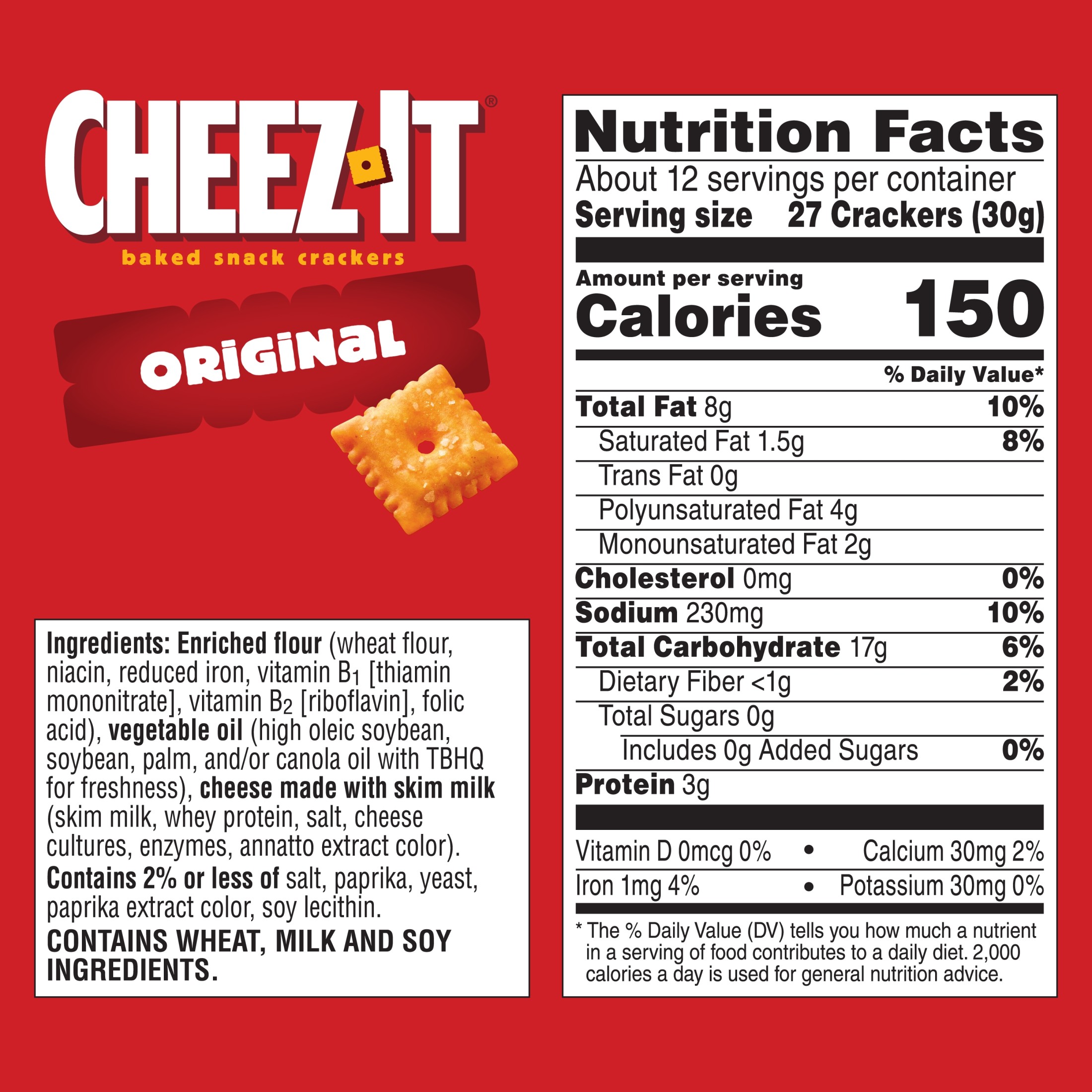 Cheez-It Original Cheese Crackers, Baked Snack Crackers, 12.4 oz thumbnail 4