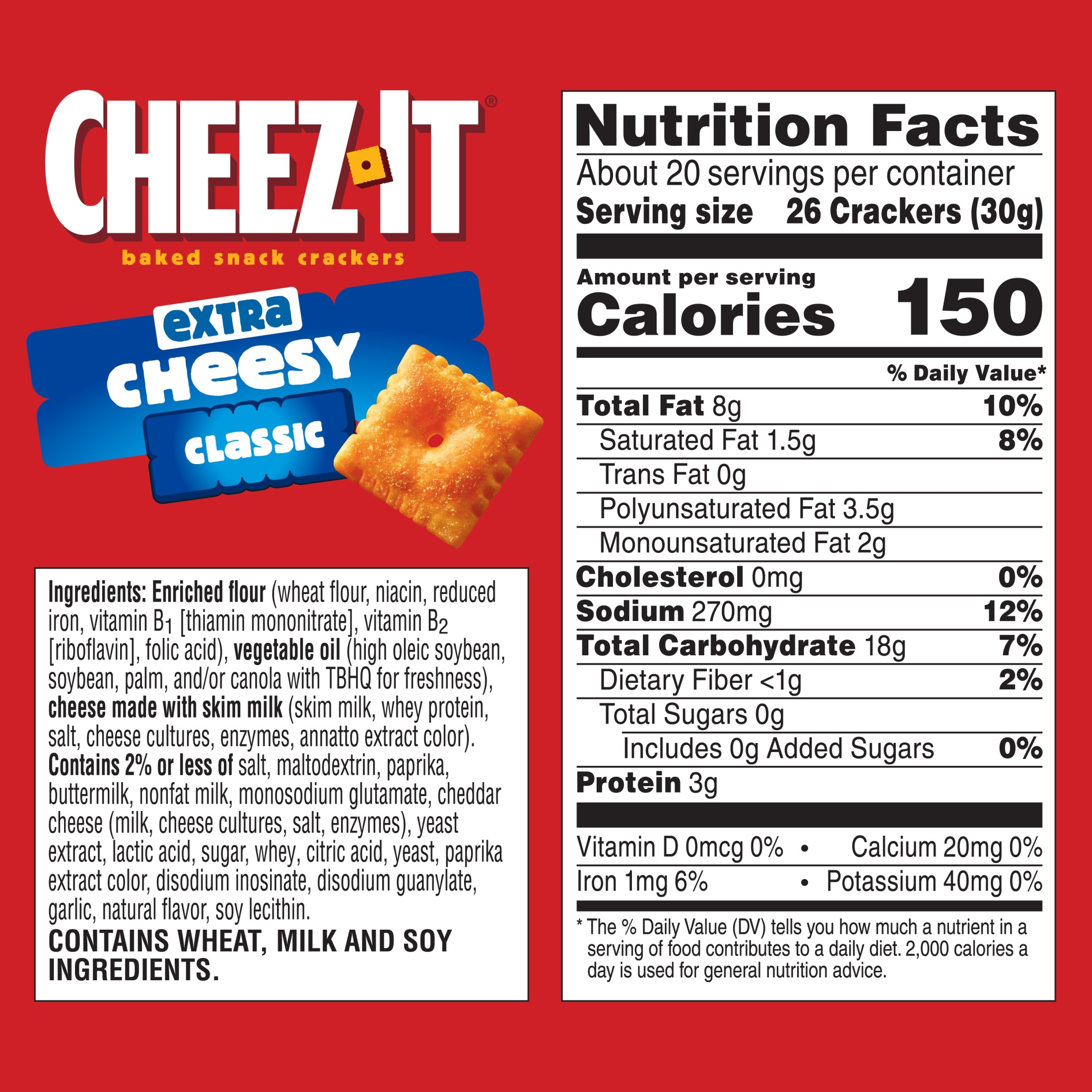 Cheez-It Extra Cheesy Cheese Crackers, Baked Snack Crackers, 21 oz thumbnail 4