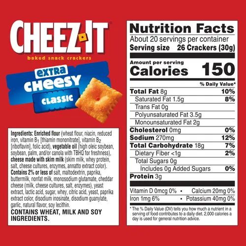 Cheez-It Extra Cheesy Cheese Crackers, Baked Snack Crackers, 21 oz thumbnail 4
