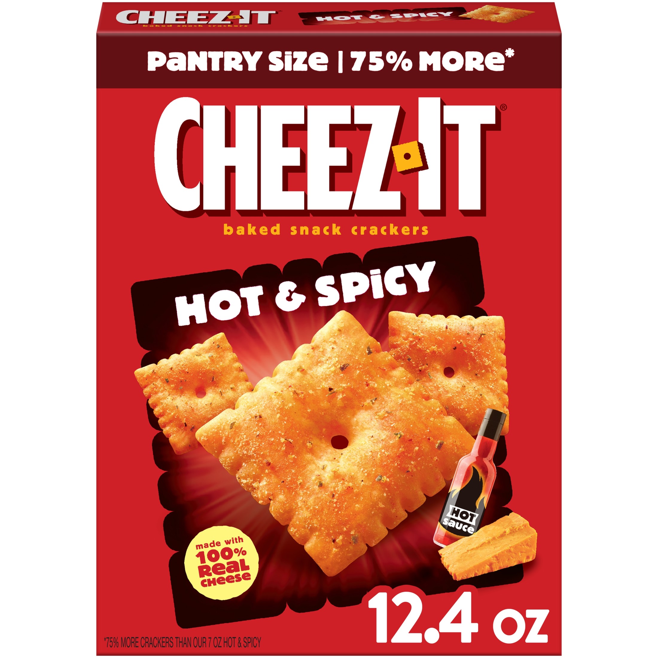Cheez-It Hot and Spicy Cheese Crackers, Baked Snack Crackers, 12.4 oz