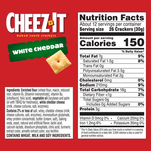 Cheez-It White Cheddar Cheese Crackers, Baked Snack Crackers, 12.4 oz thumbnail 4