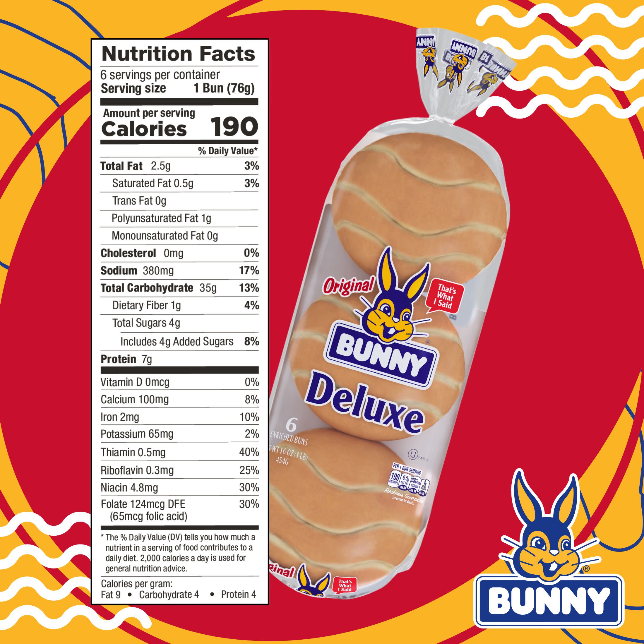 Bunny White Deluxe Buns, 16 oz, 6 Count thumbnail 3