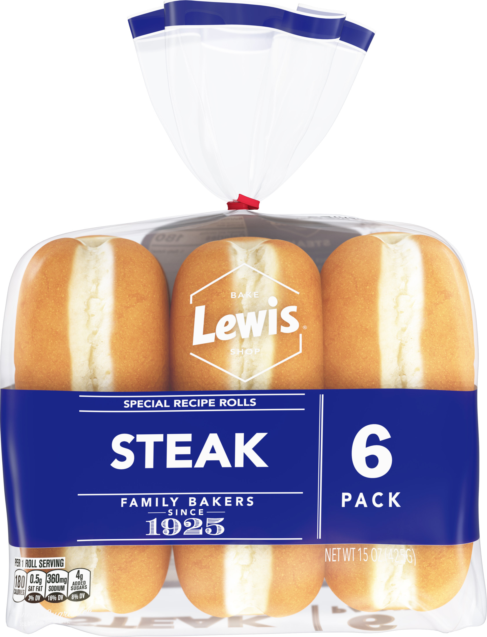 Lewis Bake Shop White Steak Rolls, 15 oz, 6 Count