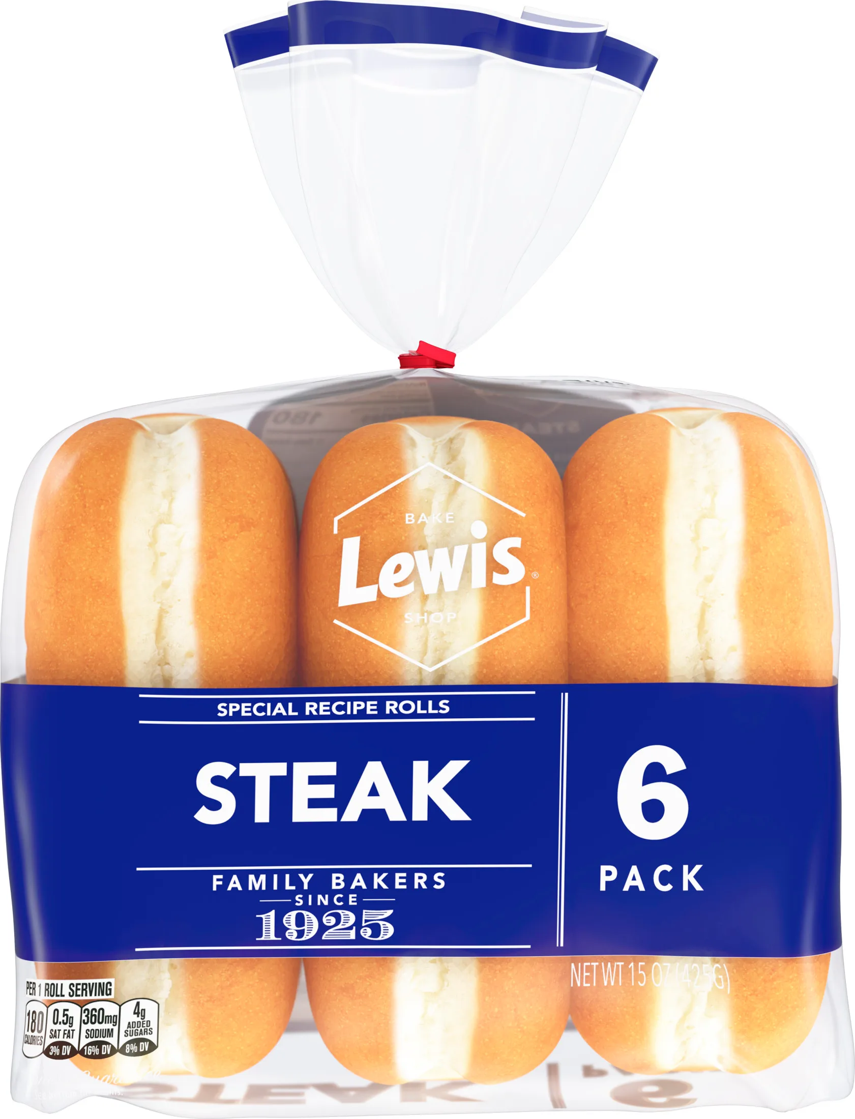 Lewis Bake Shop White Steak Rolls, 15 oz, 6 Count