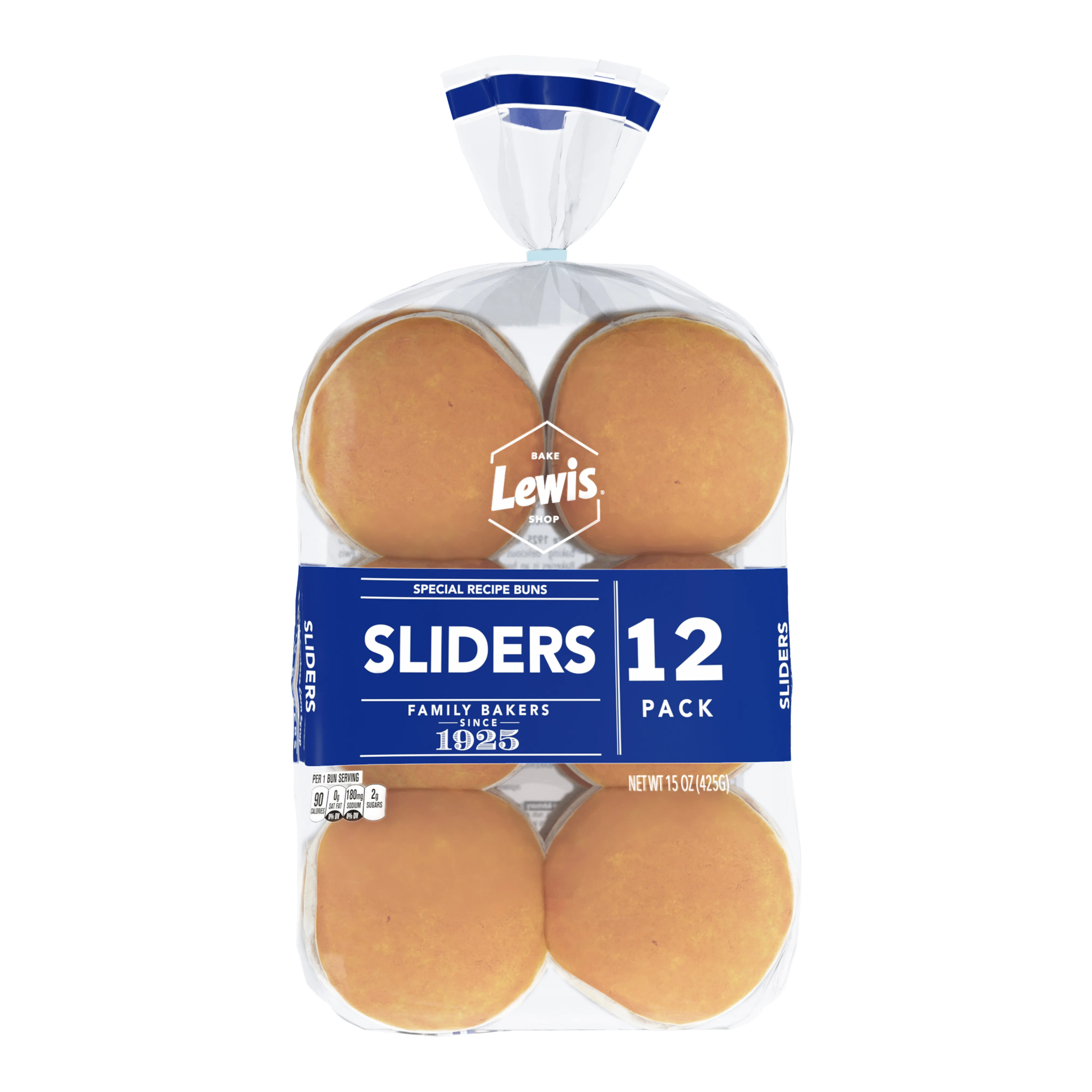 Lewis Bake Shop White Slider Buns, 15 oz, 12 Count