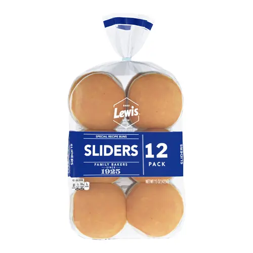 Lewis Bake Shop White Slider Buns, 15 oz, 12 Count