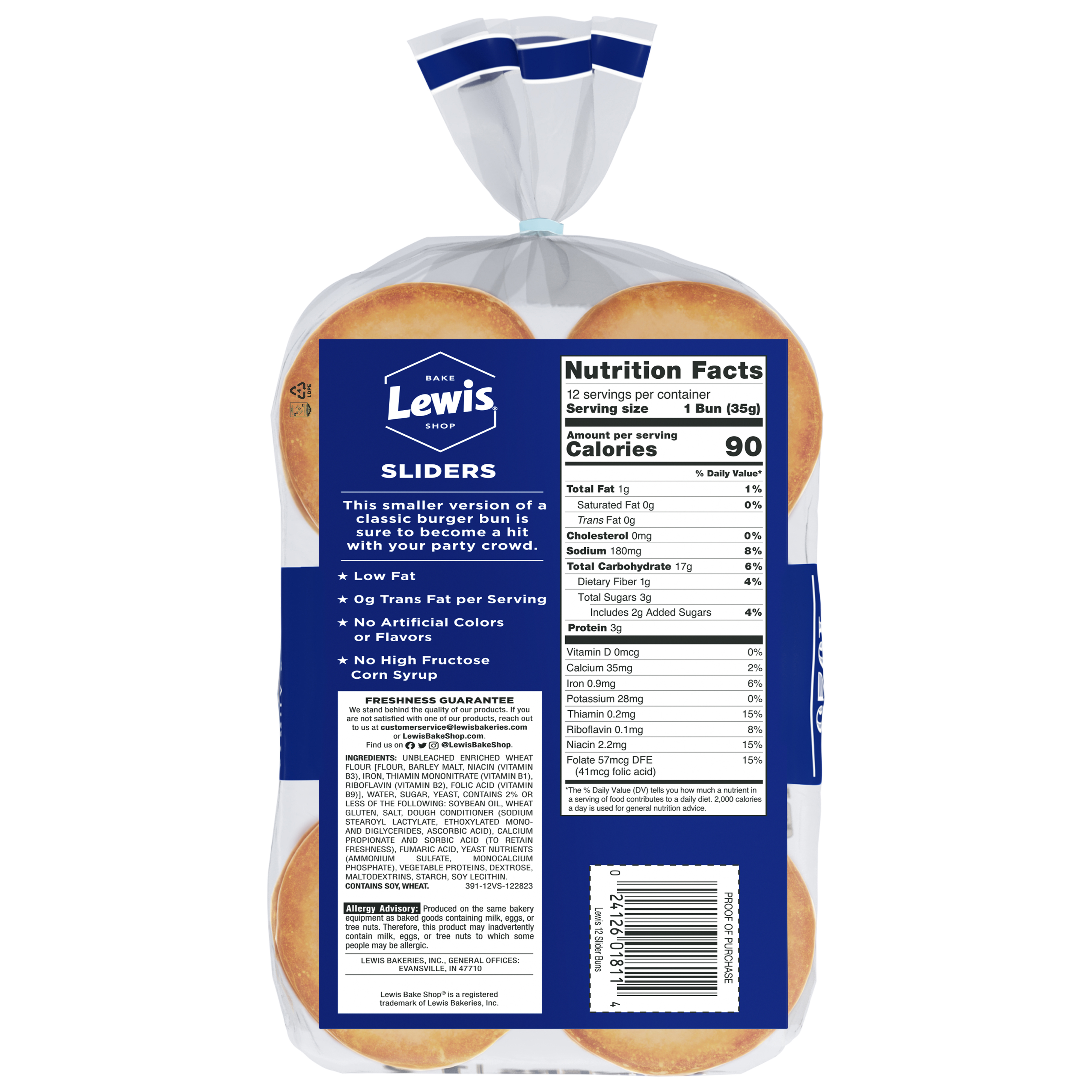 Lewis Bake Shop White Slider Buns, 15 oz, 12 Count thumbnail 2