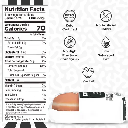 Lewis Bake Shop Healthy Life Keto White Burger Buns, 7.5 oz, 4 Count thumbnail 4