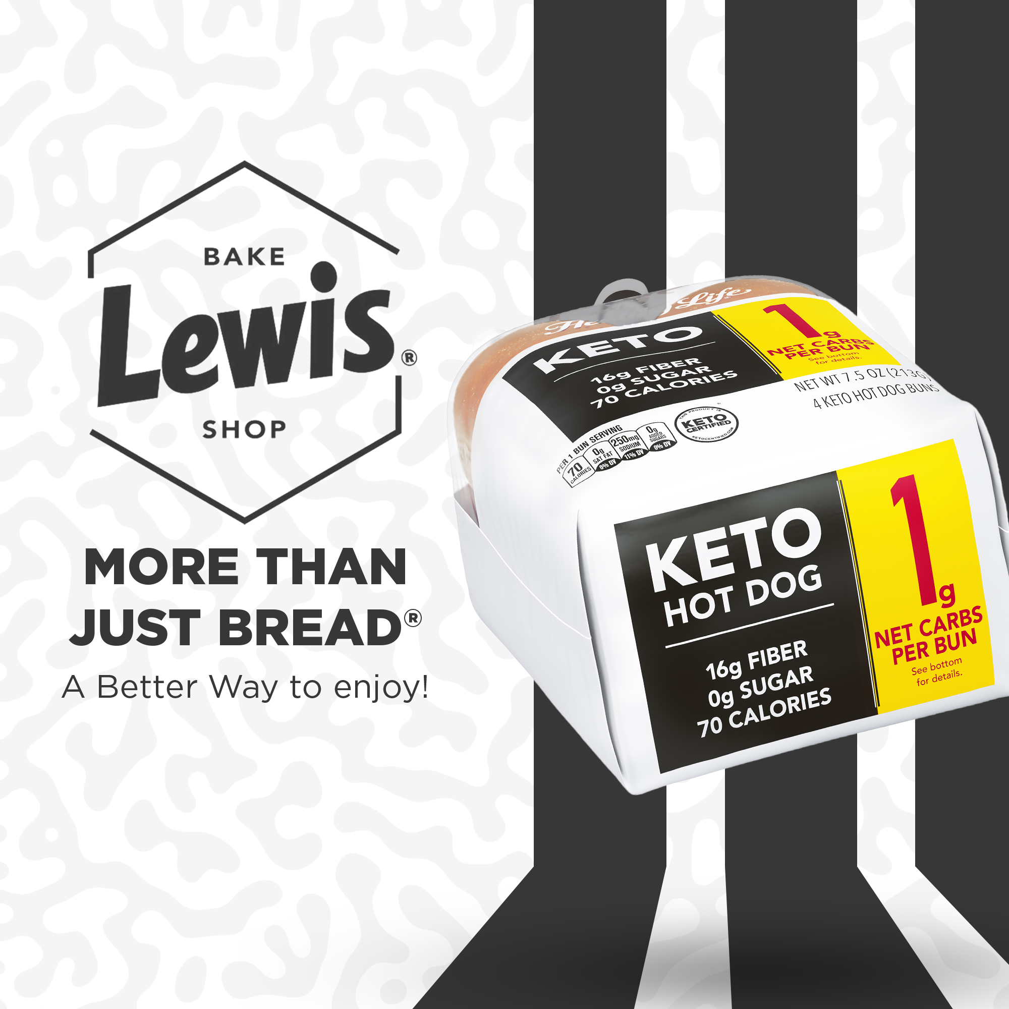 Lewis Bake Shop Healthy Life Keto White Hot Dog Buns, 7.5 oz, 4 Count thumbnail 2