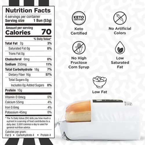 Lewis Bake Shop Healthy Life Keto White Hot Dog Buns, 7.5 oz, 4 Count thumbnail 4