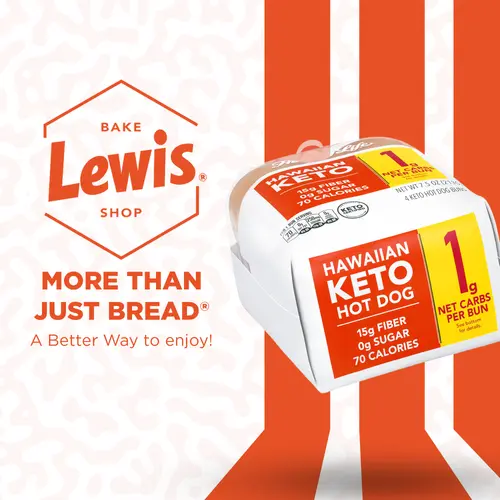 Lewis Bake Shop Healthy Life Keto Hawaiian Hot Dog Buns, 7.5 oz, 4 Count thumbnail 2