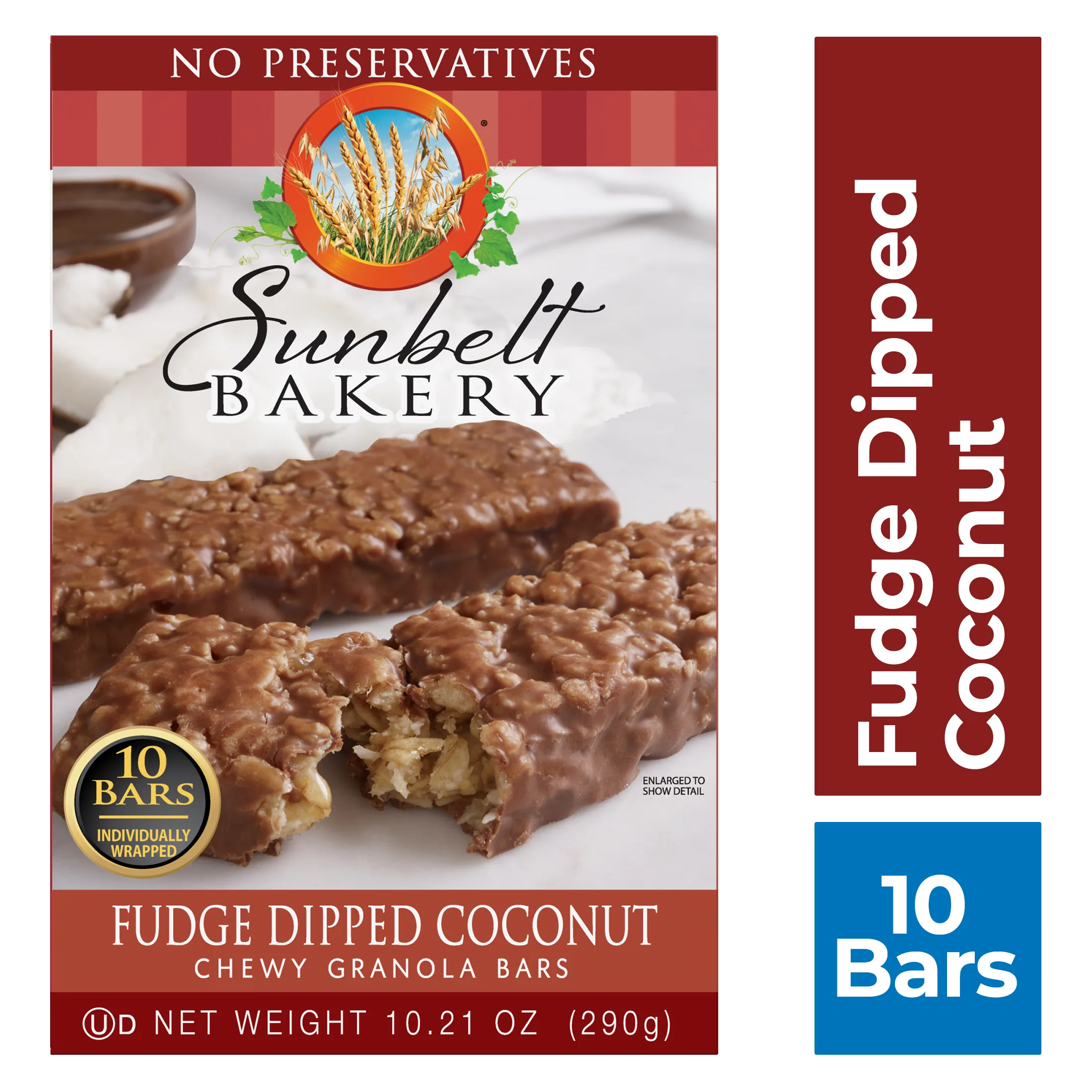 Sunbelt Bakery Chewy Granola Bars, Fudge Dipped Coconut, 10 Ct