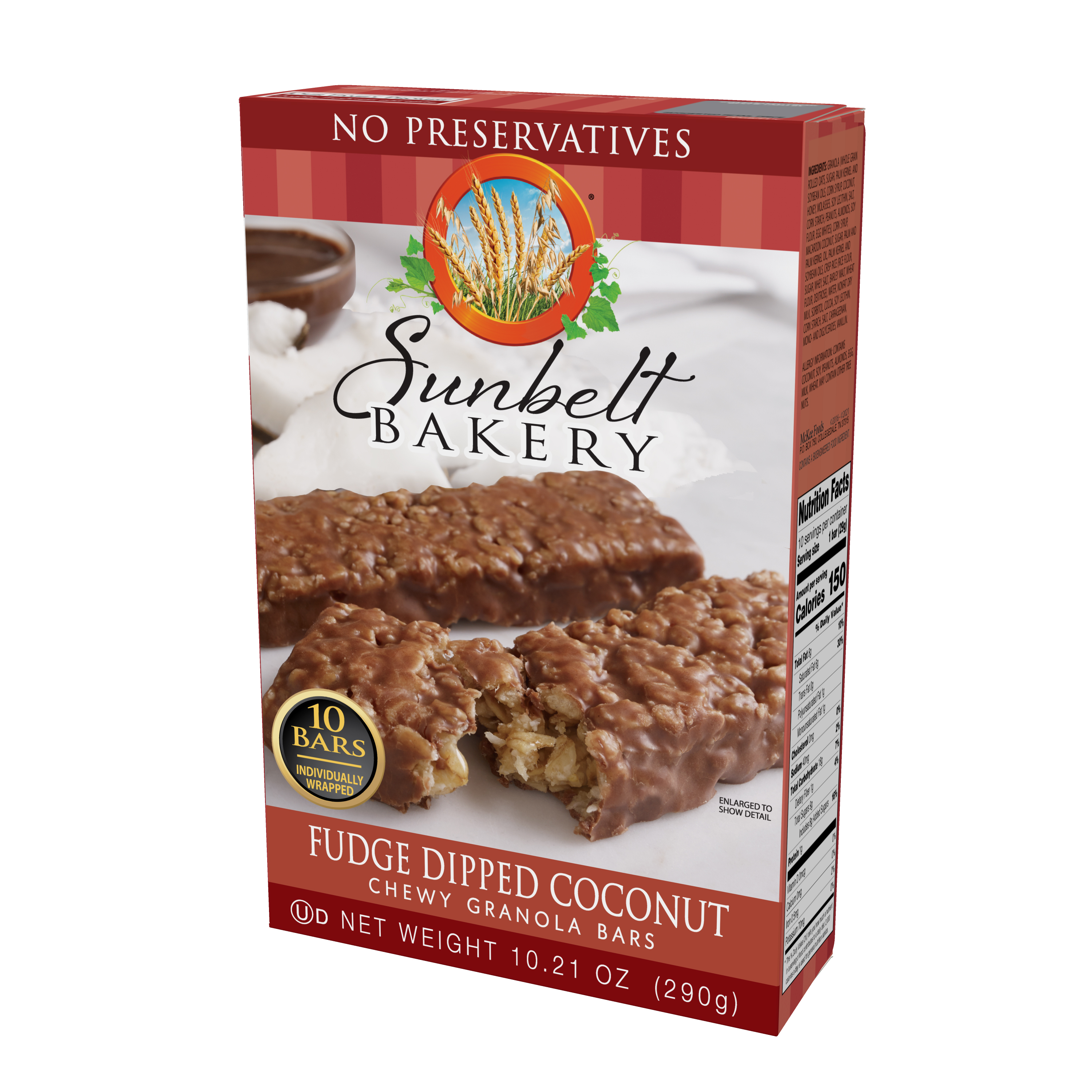 Sunbelt Bakery Chewy Granola Bars, Fudge Dipped Coconut, 10 Ct thumbnail 3