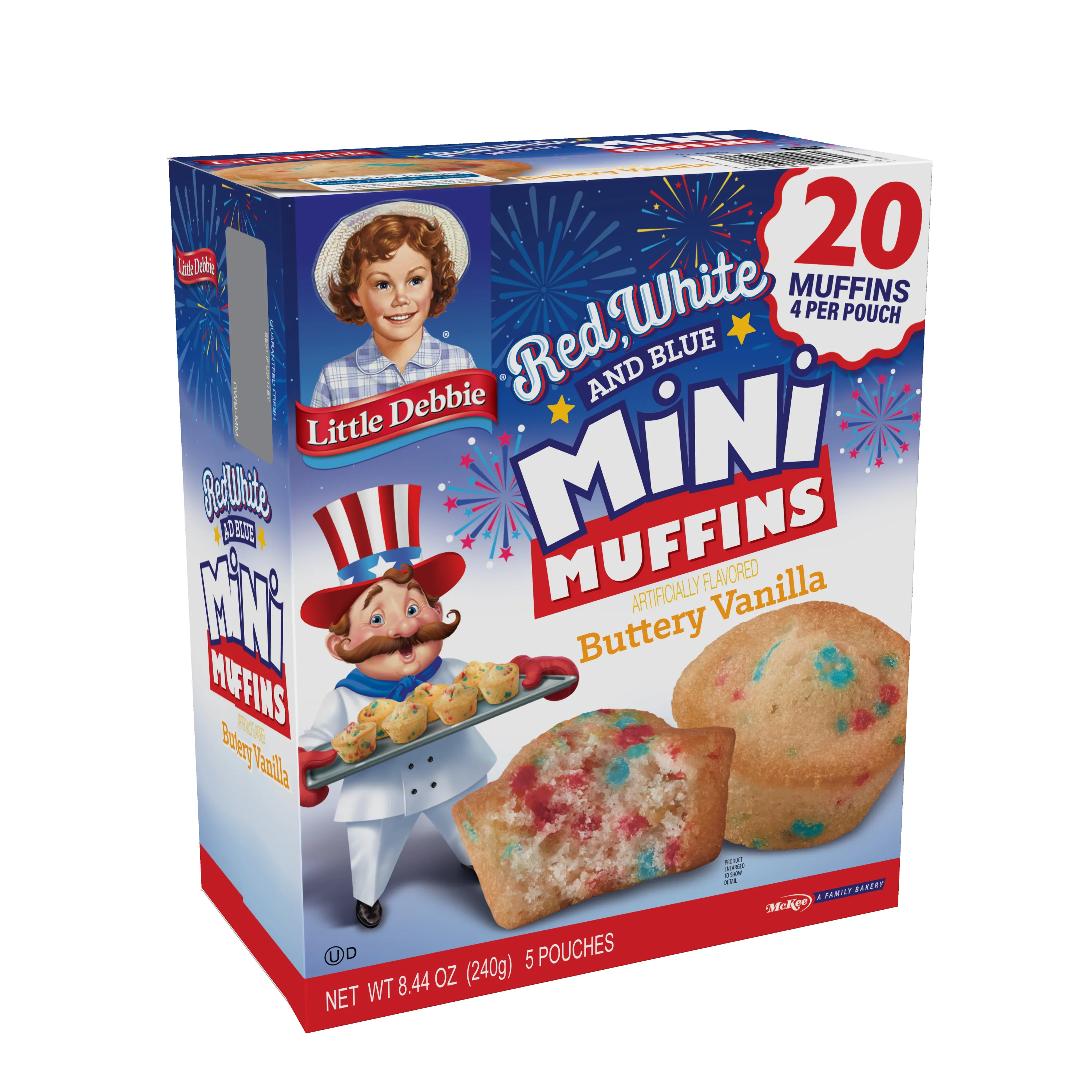 Little Debbie Red, White, and Blue Buttery Vanilla Mini Muffins
