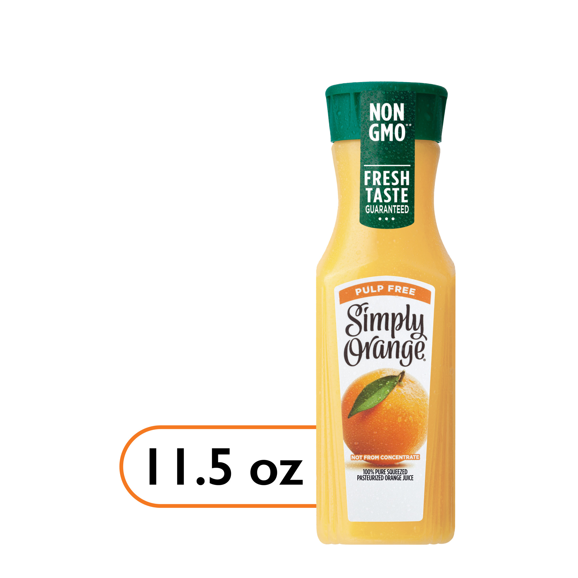 Simply Non GMO Vitamin C No Pulp Orange Juice, 11.5 fl oz Bottle