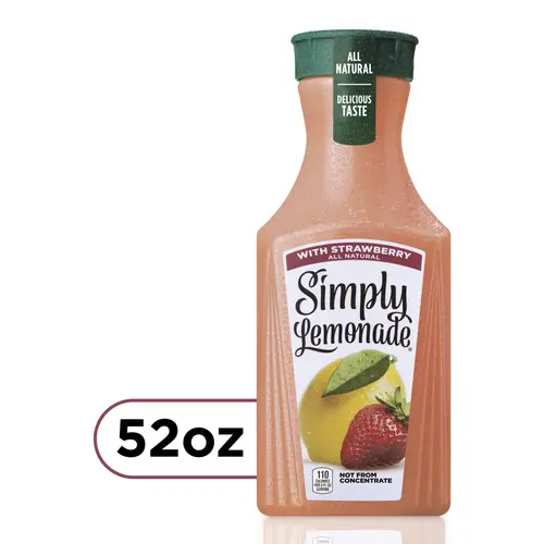 Simply Non GMO All Natural Strawberry Lemonade Juice, 52 fl oz Bottle