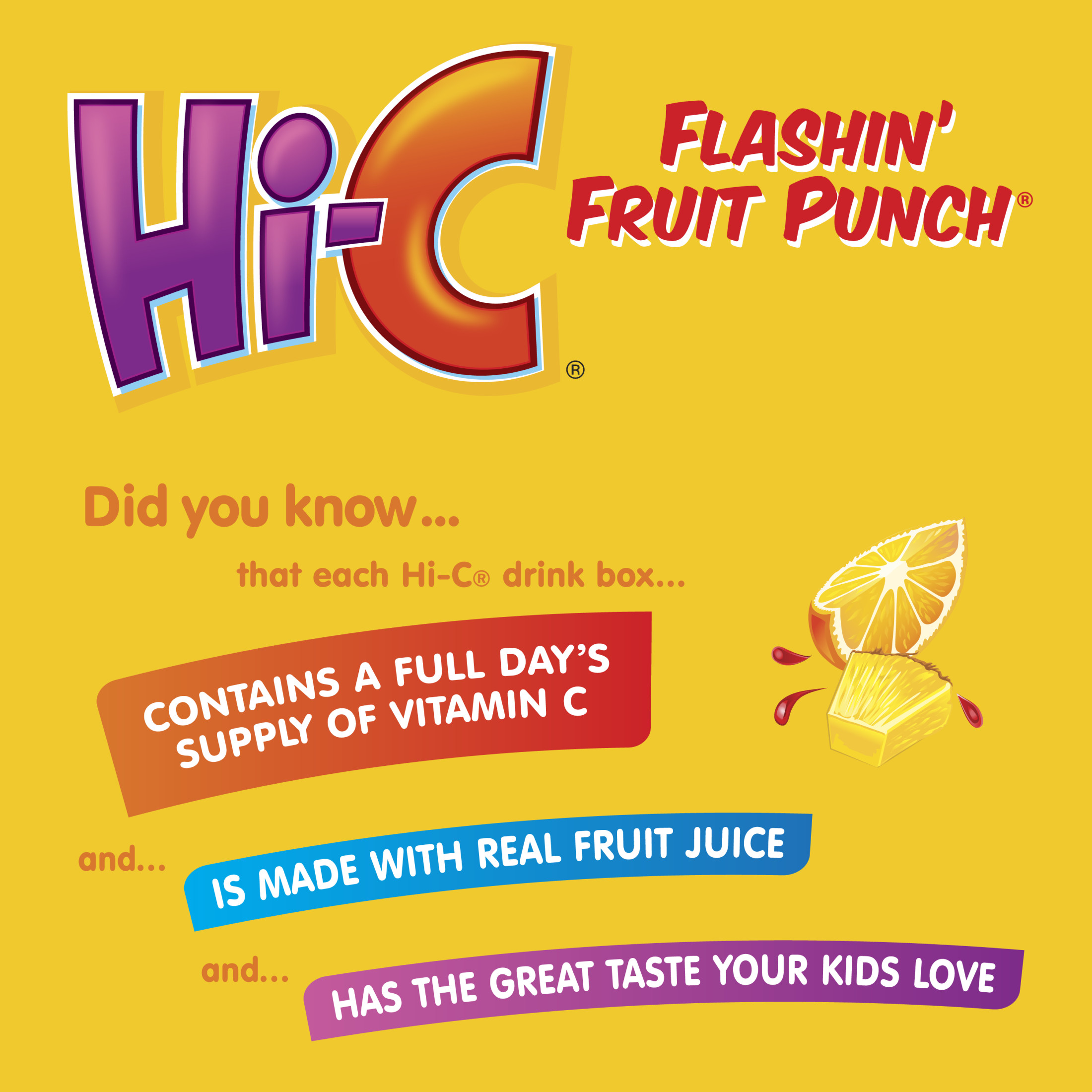Hi-C Flashin Fruit Punch Juice, 6 fl oz, 8 Juice Boxes thumbnail 2