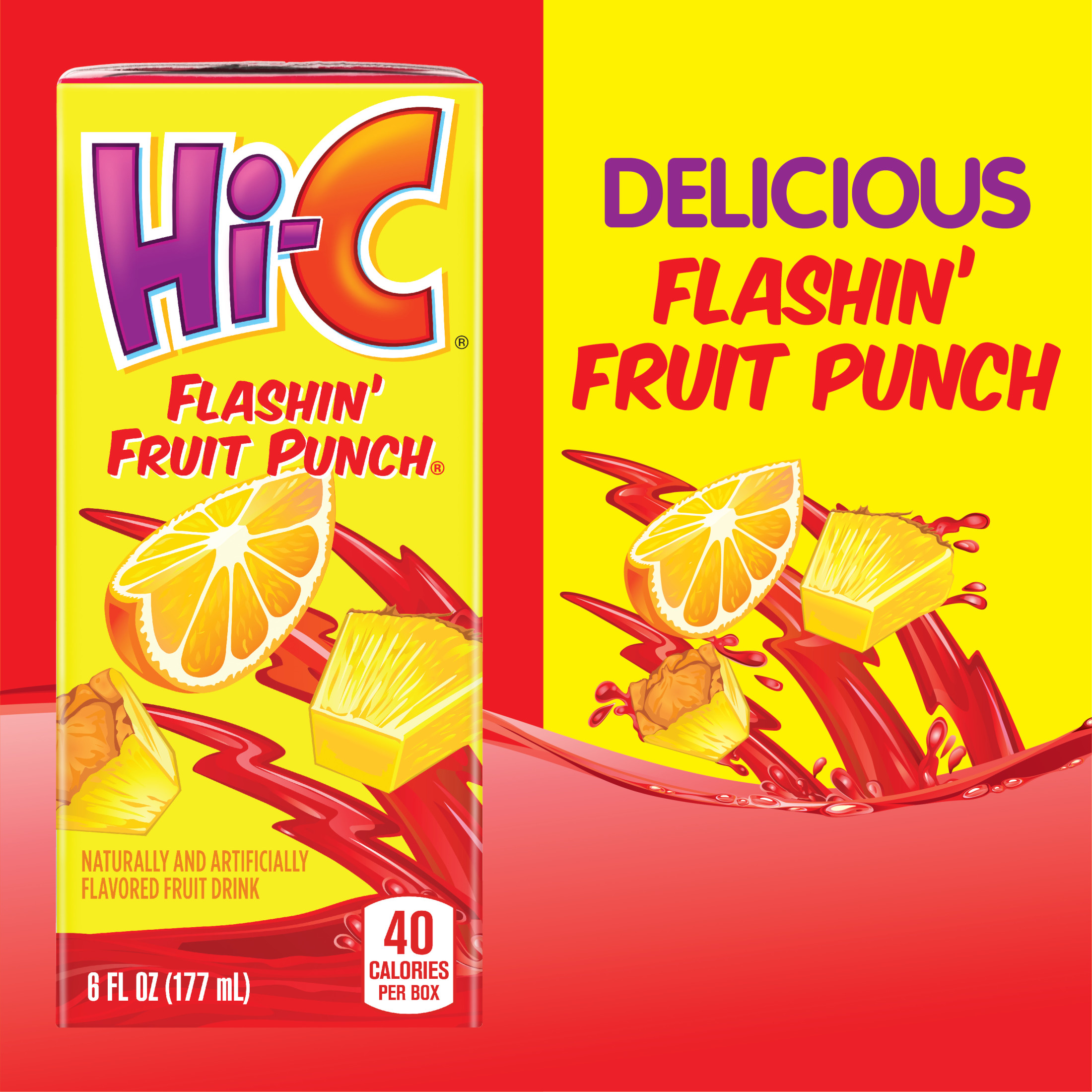 Hi-C Flashin Fruit Punch Juice, 6 fl oz, 8 Juice Boxes thumbnail 3