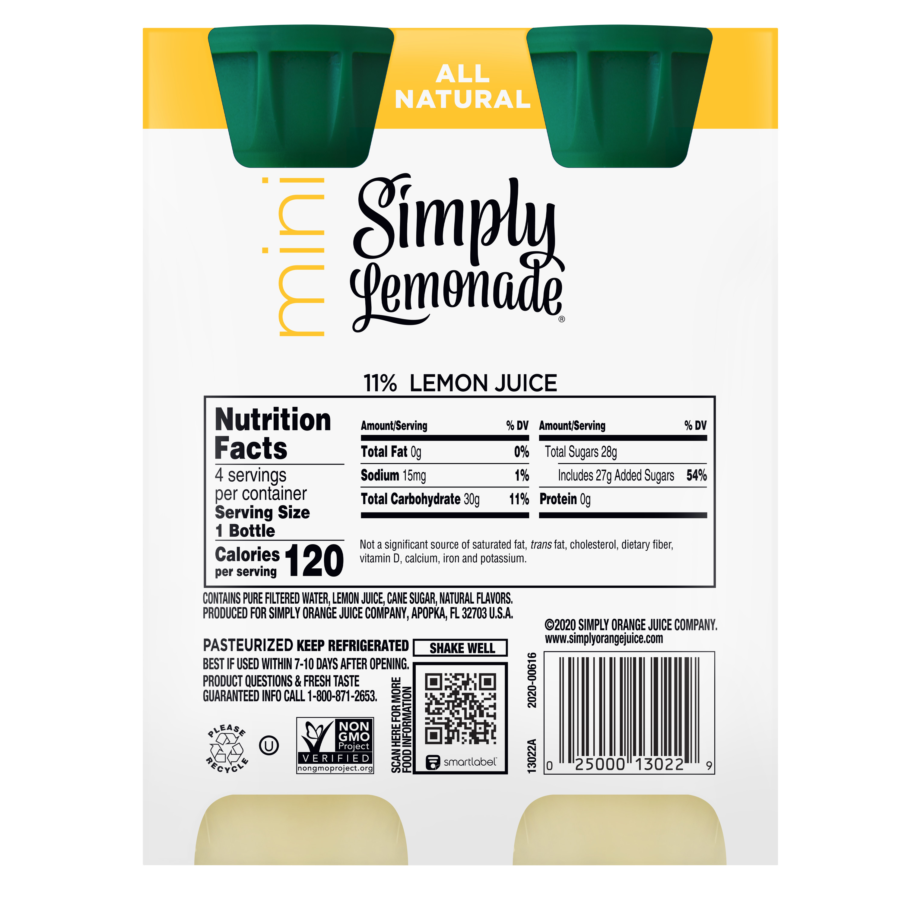 Simply Non GMO All Natural Lemonade Fruit Juice, 8 fl oz, 4 Bottles thumbnail 2