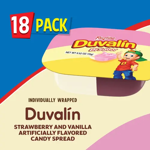 Ricolino Duvalin Strawberry and Vanilla Candy Spread, 9.36 oz, 18 Count Box thumbnail 2