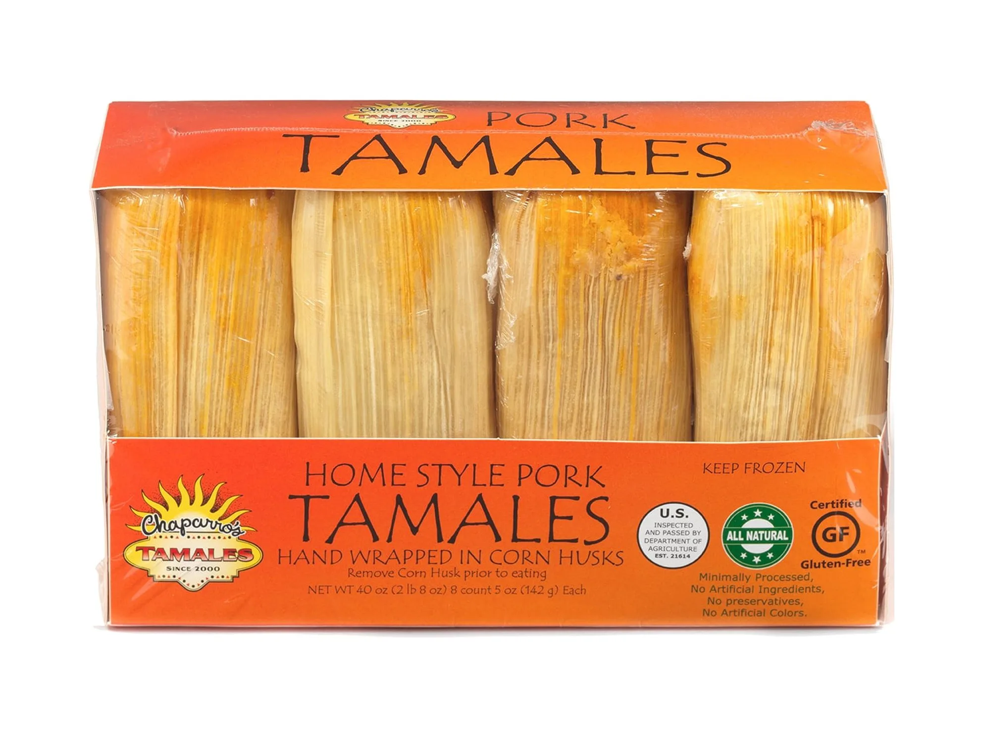 Chaparros Tamales, Gluten Free, 8 pack, 5 Oz (Frozen)