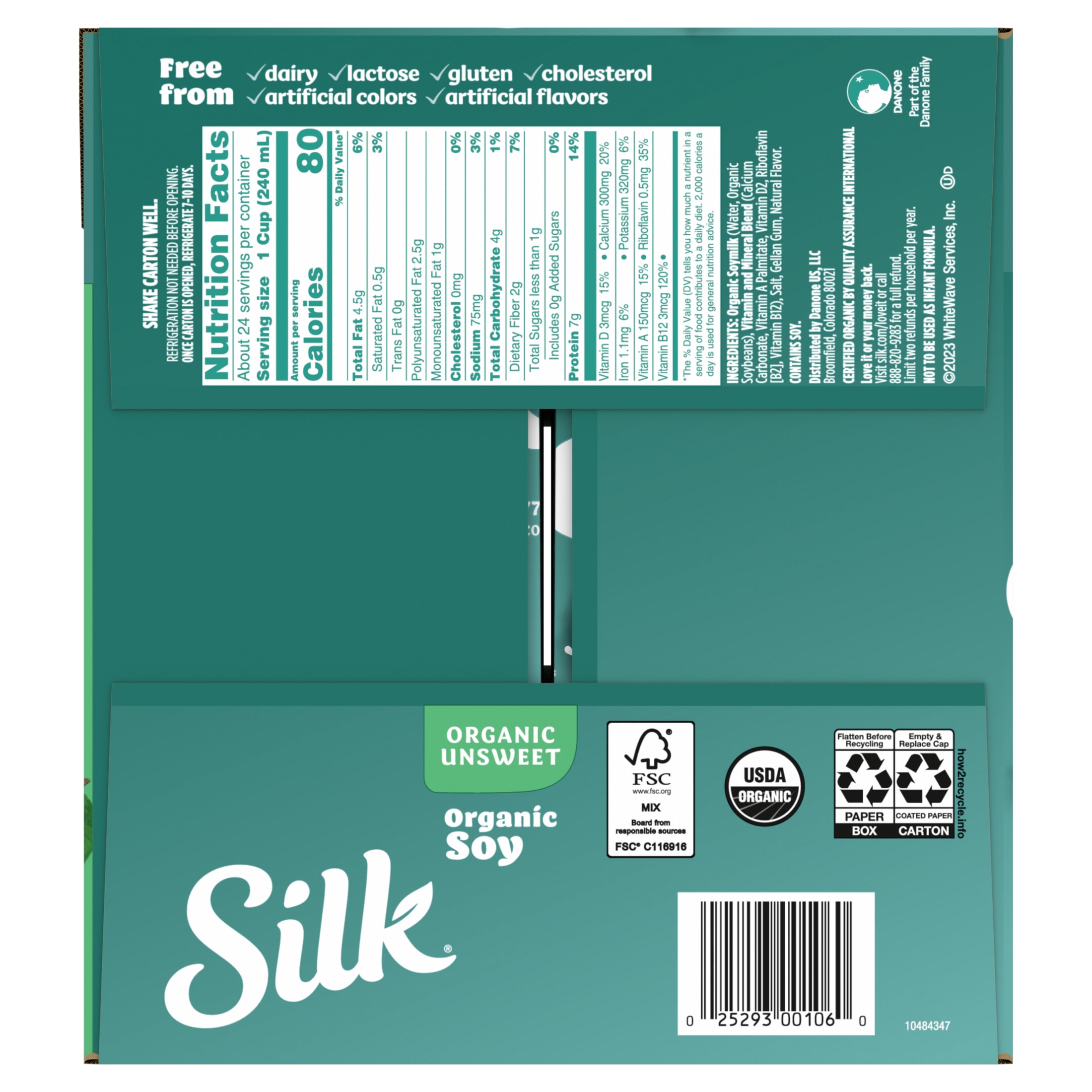 (Pack of 6) Silk Organic Shelf-Stable Unsweetened Soy Milk, 1 Quart thumbnail 2