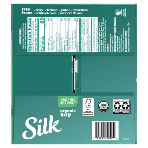 (Pack of 6) Silk Organic Shelf-Stable Unsweetened Soy Milk, 1 Quart thumbnail 2