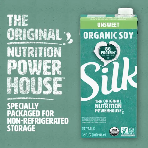 (Pack of 6) Silk Organic Shelf-Stable Unsweetened Soy Milk, 1 Quart thumbnail 4
