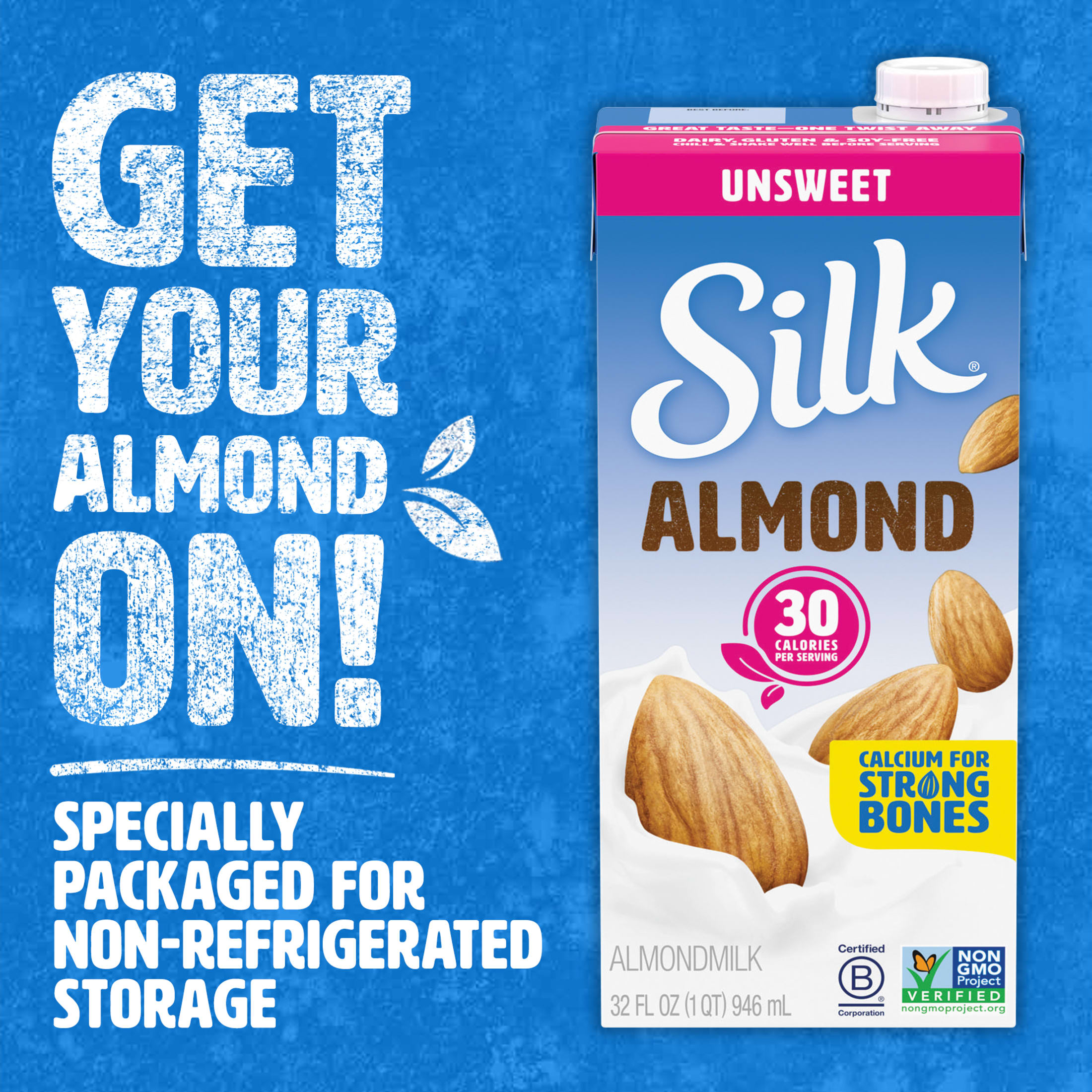 Silk Shelf Stable, Dairy Free, Lactose Free, Gluten Free, Unsweetened Almond Milk, 32 fl oz Quart, 6 Count thumbnail 4
