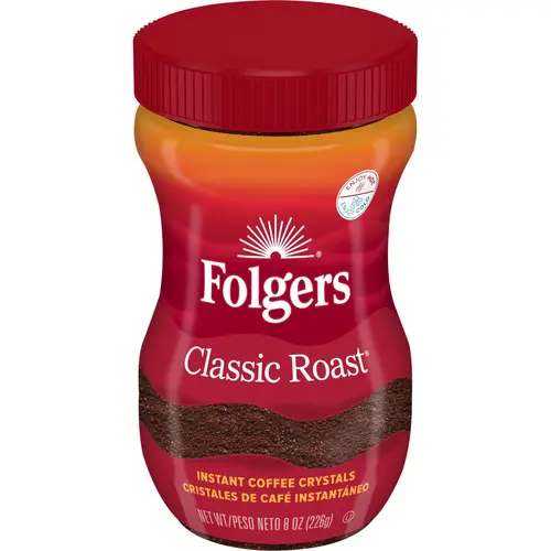 Folgers Classic Roast Instant Coffee, 8 oz Jar