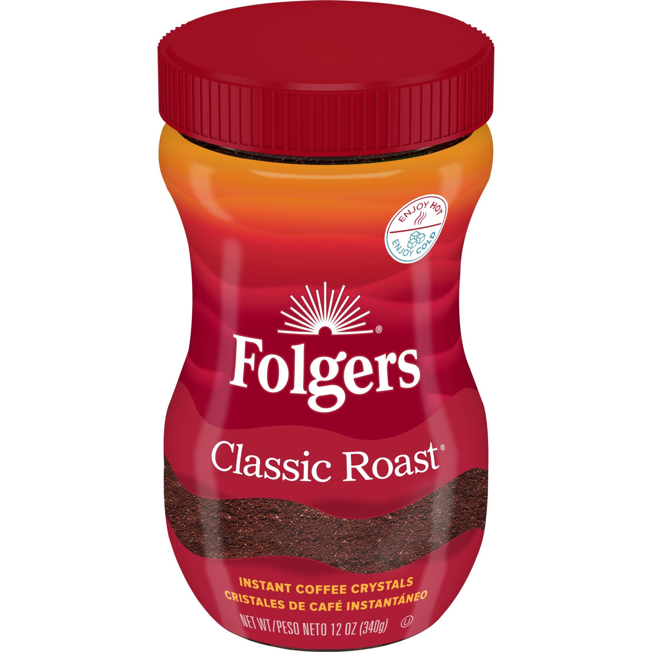Folgers Classic Roast Instant Coffee, 12 oz Jar