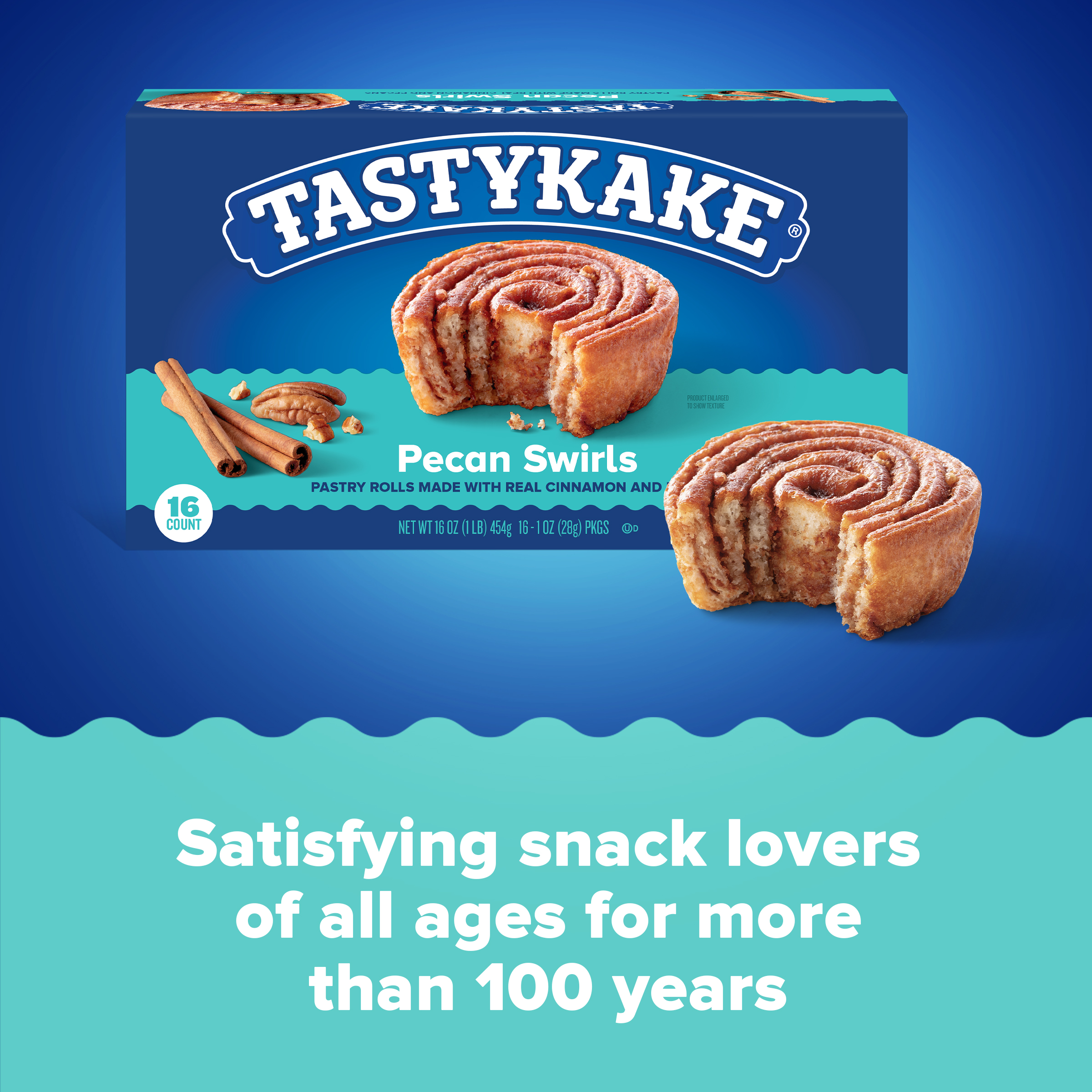 Tastykake Pecan Swirls, 16 Count, 16 Individually Wrapped Pastry Rolls thumbnail 4