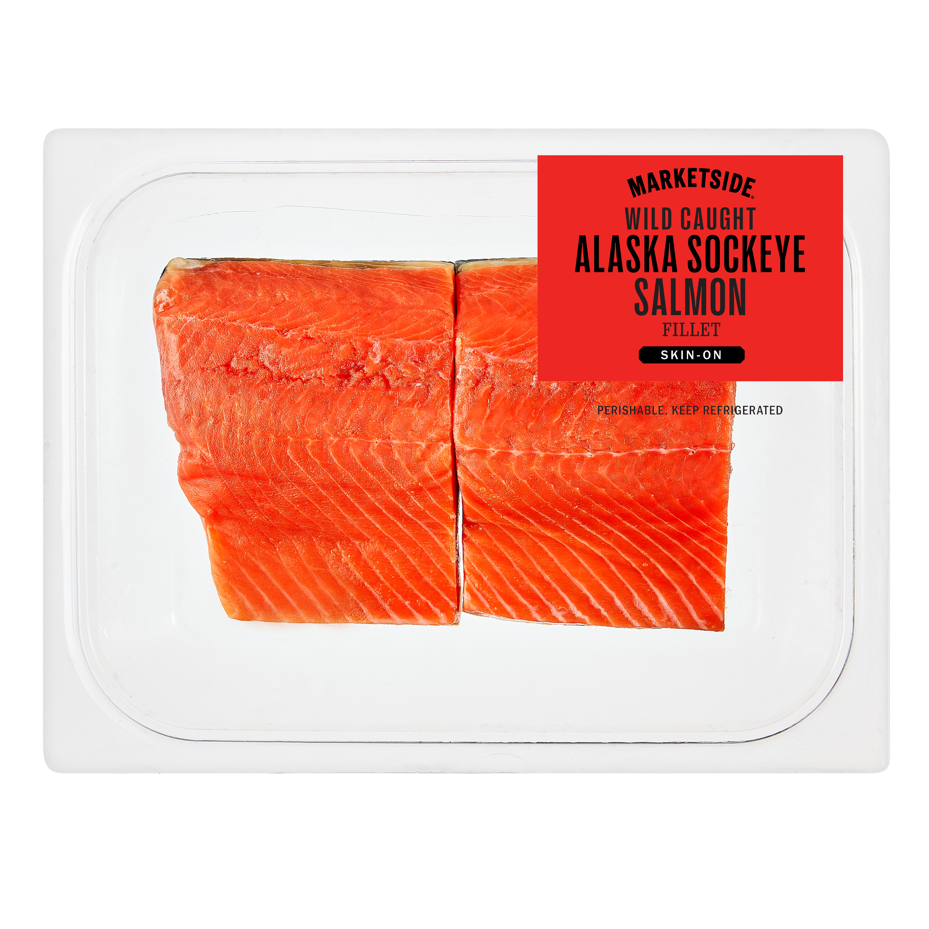 Marketside Wild Caught Skin-On Alaska Sockeye Salmon Fillets, 0.7-1.15 lb