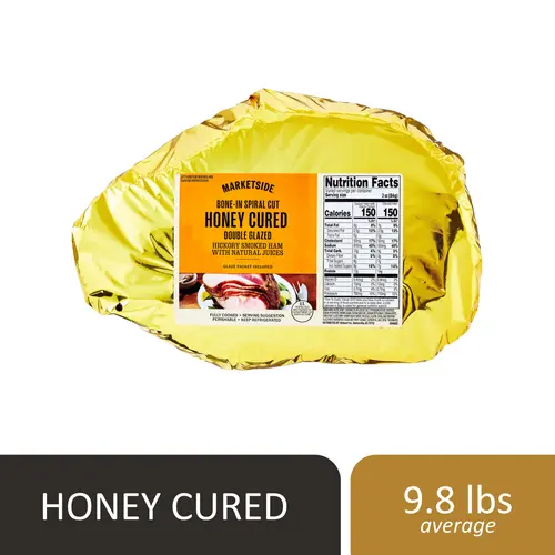 Marketside Bone-In Spiral Cut Honey Cured Double Glaze Ham, 8-14.6 lb,