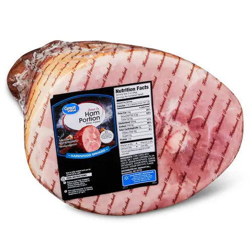 Great Value Hickory Smoked Ham Portion, Fully Cooked, Bone-In, 7- 9 lb