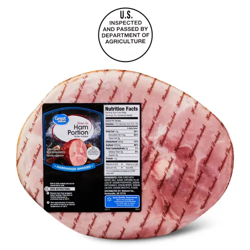 Great Value Hickory Smoked Ham Portion, Fully Cooked, Bone-In, 7- 9 lb thumbnail 3