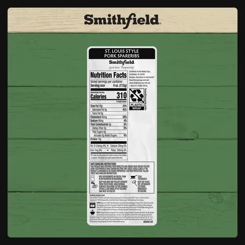 Smithfield All Natural Fresh Pork St Louis Style Sparerib, Extra Meaty, 3.5 - 4.7 lb thumbnail 2